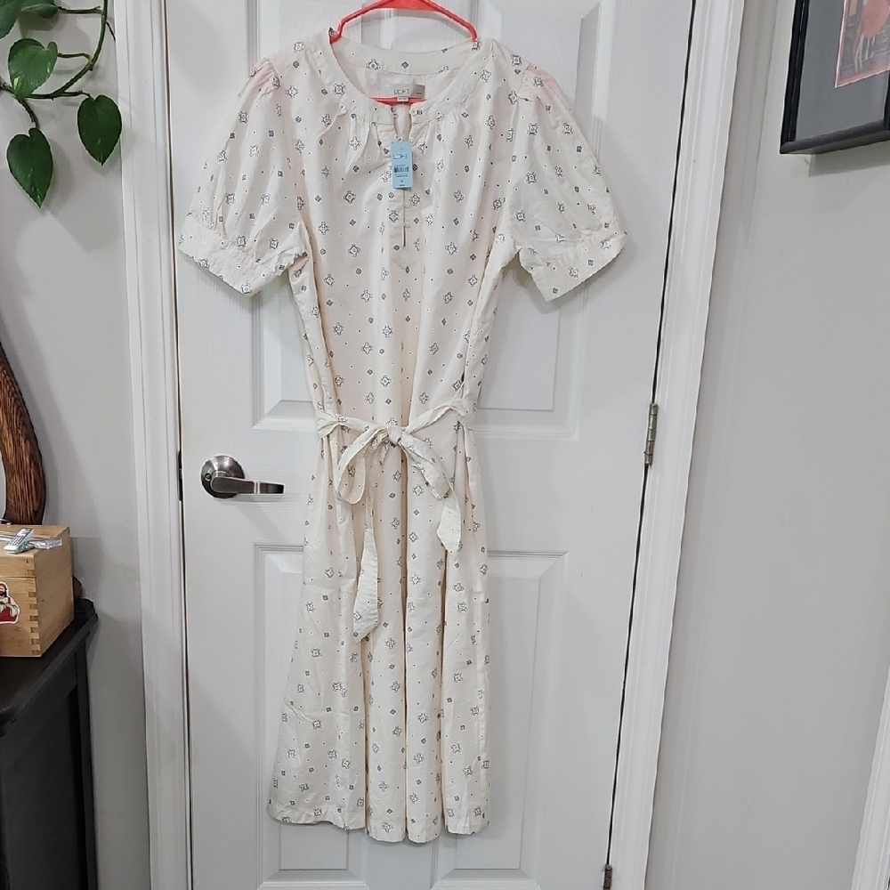 LOFT Cream Maxi Dress with Subtle Pattern